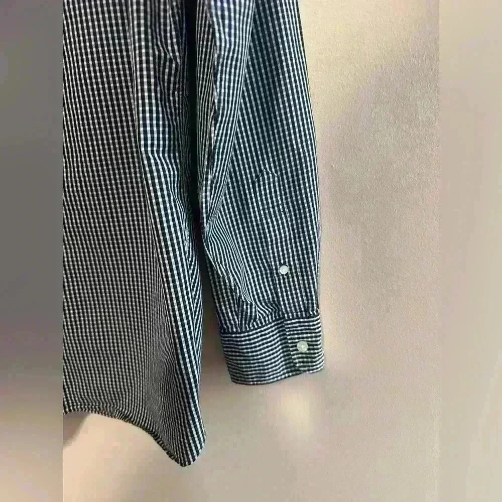 J. Crew 80's 2 Ply Thompson Shirtings Mens L 16-16.5 Blue Checkered Long Sleeve